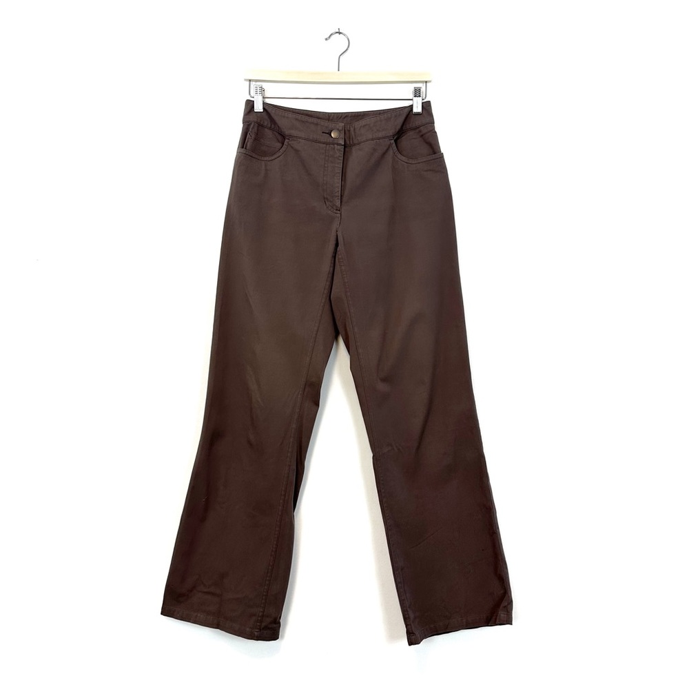 Eileen Fisher | Brown Straight Leg Stretch Cotton Blend Pants Size XS